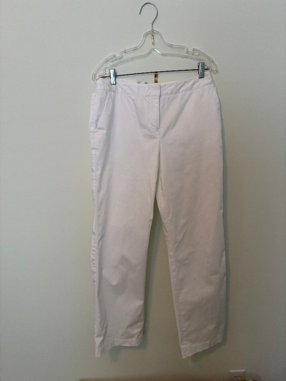 White Cotton Straight Leg Pants